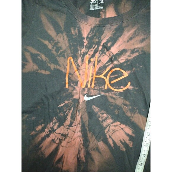 Nike OOAK Women's Grey Orange 🧡 Bleached Tie Dye Logo Athletic Cut Tee Shirt XL - Picture 2 of 7